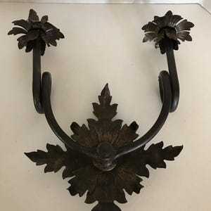 Vintage Spanish Revival style candle holder wall sconce, black bronze metal wall sconce candle holder, rustic iron candle holder wall decor