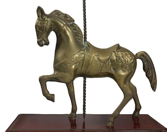 Vintage brass horse statue, Vtg carousel horse figurine, brass horse bookshelf decor, vintage brass decor brass, horse statue, horse decor