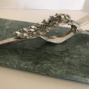 Vintage Silver Embossed Metal & Jeweled Sugar Cube Tongs – Peacock Design