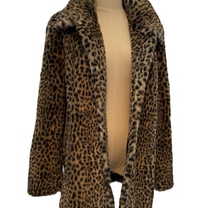 Express Leopard Print Faux Fur Coat Size L Petite, Statement Faux Fur Jacket