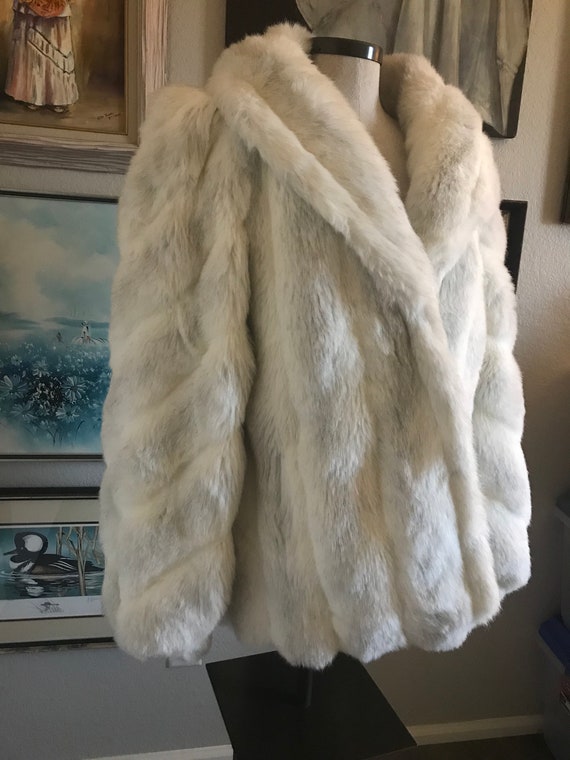 Vintage Jordache faux fur silver fox coat Size 11,