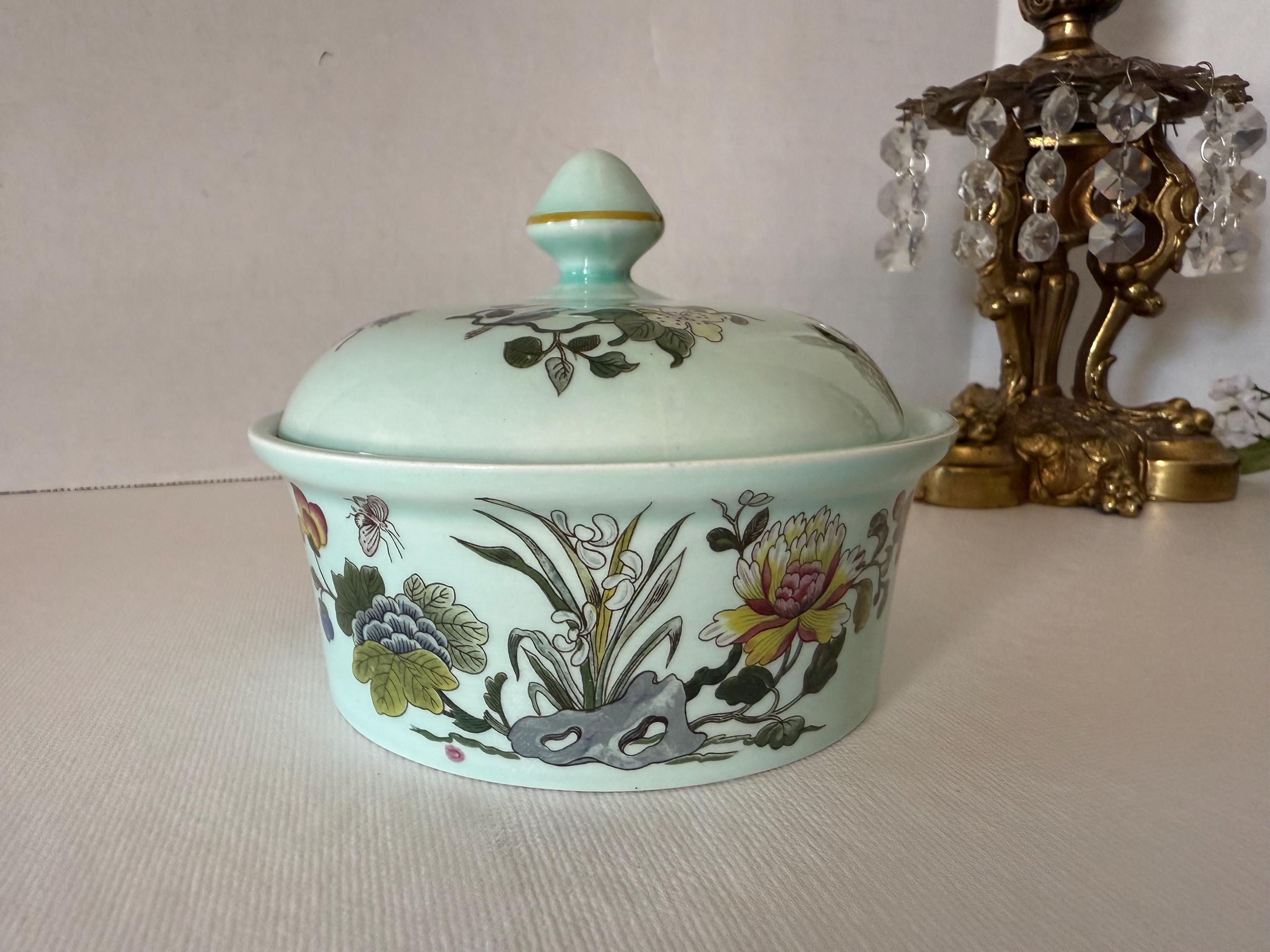 Vintage Calyx Ware Ming Jade English Ironstone Lidded Bowl, Green ...