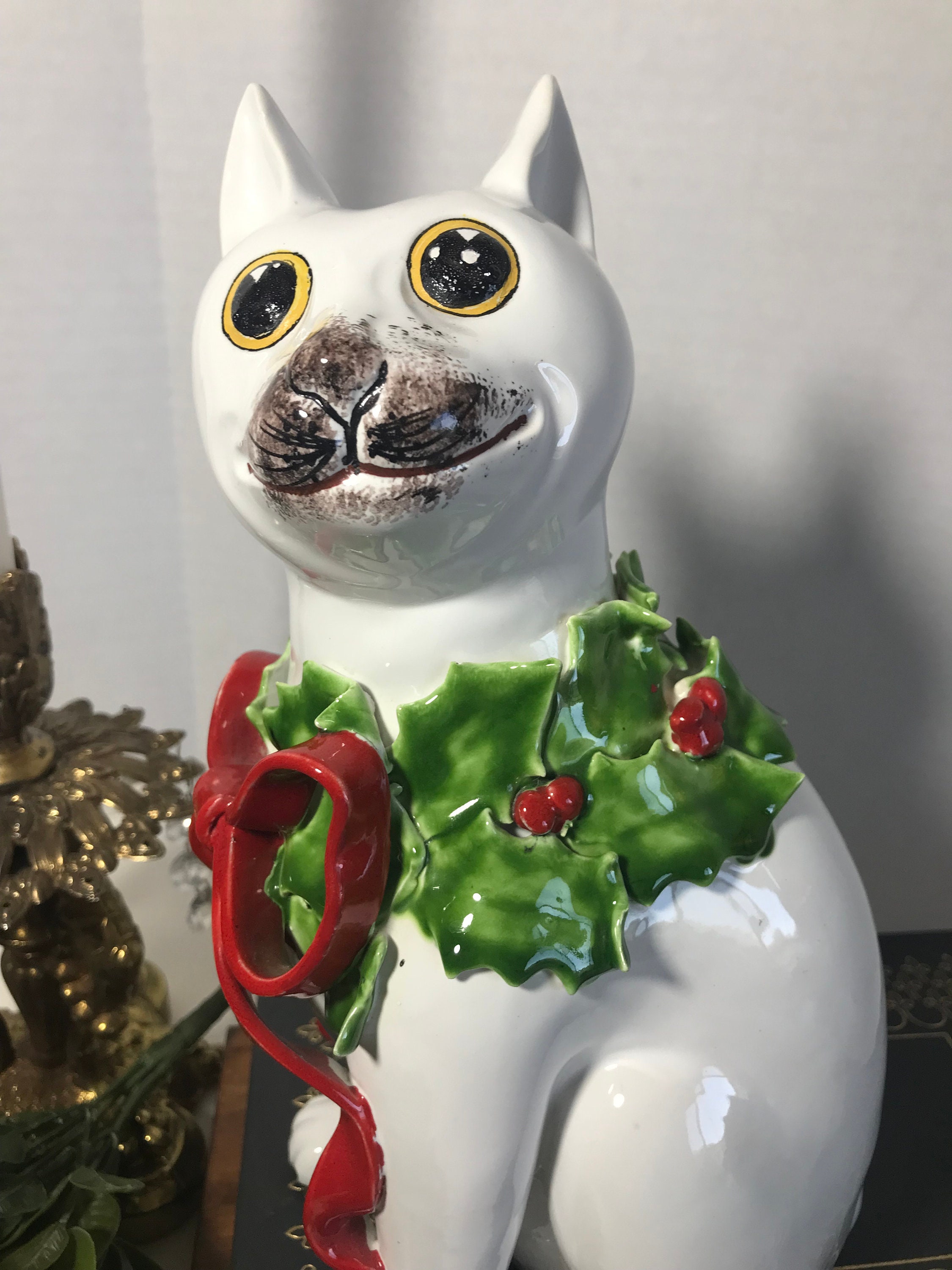 北欧ヴィンテージ GULDKROKEN 陶器のネコの置物フィギュア