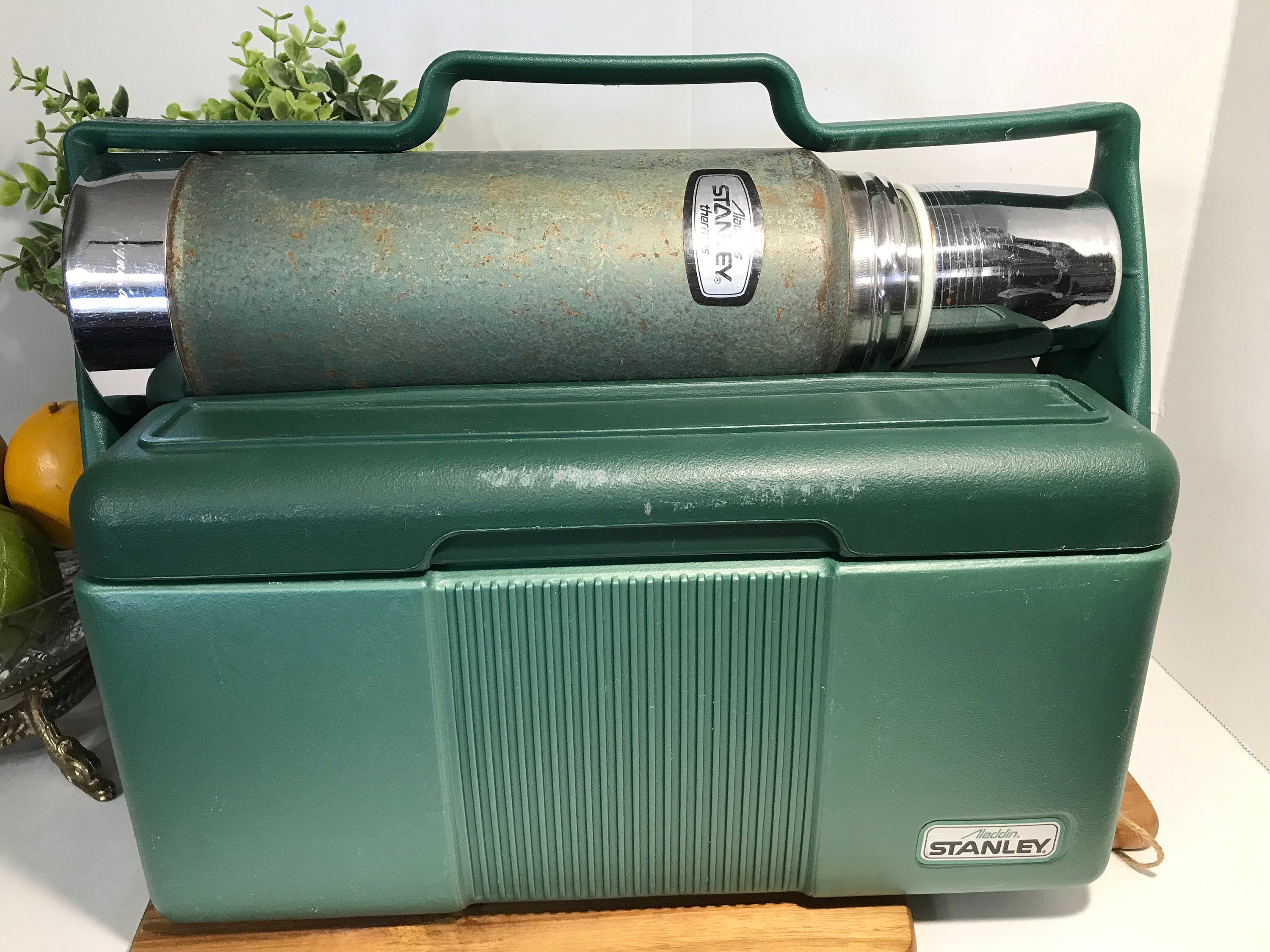 Vintage Stanley Aladdin Green Lunch Box and Thermos, Vintage