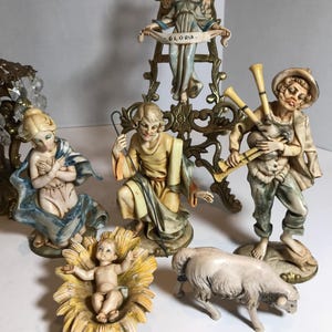 Vintage 1950s Depose Italy nativity Christmas display, Vintage Depose nativity set, Vtg Italian Depose Christmas nativity set