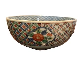 Vintage Asian floral design porcelain bowl, Vintage Chinoiserie style 6.5" bowl, Elegant floral design Chinoiserie ceramic bowl