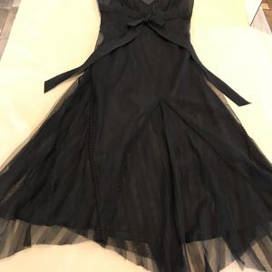 Vintage beaded silk evening dress, Size 6, Vintage Apriori black sheer beaded flowing dress, Vintage black romantic evening dress