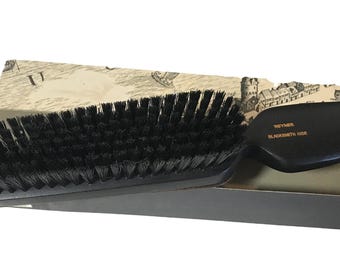 Vintage Noymer Western Germany shoe brush in original box, Vintage W. Germany Noymer blacksmith hide brown leather shoe cleaning brush