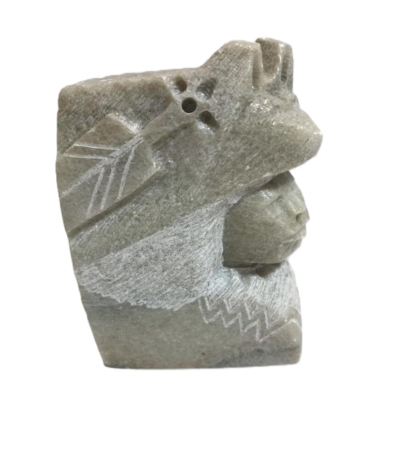 Vintage Native American Style Stone Carving, Hand Carved Soapstone