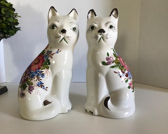 ヴィンテージのイタリア製磁器製スタッフォードシャースタイルの猫の像