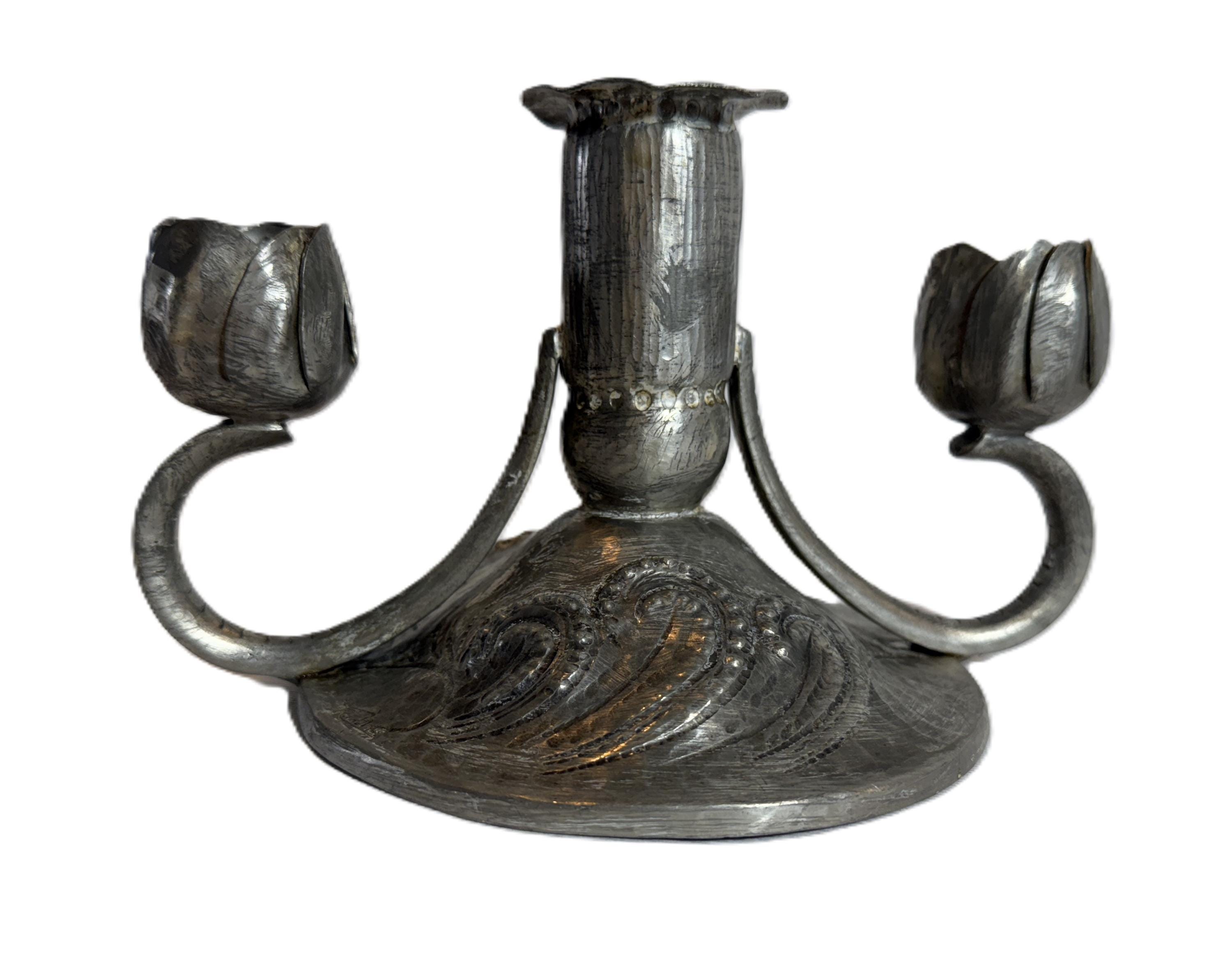 Chandelier / Bougeoir En étain – Fin D'étain, Occasion, Style Ancien