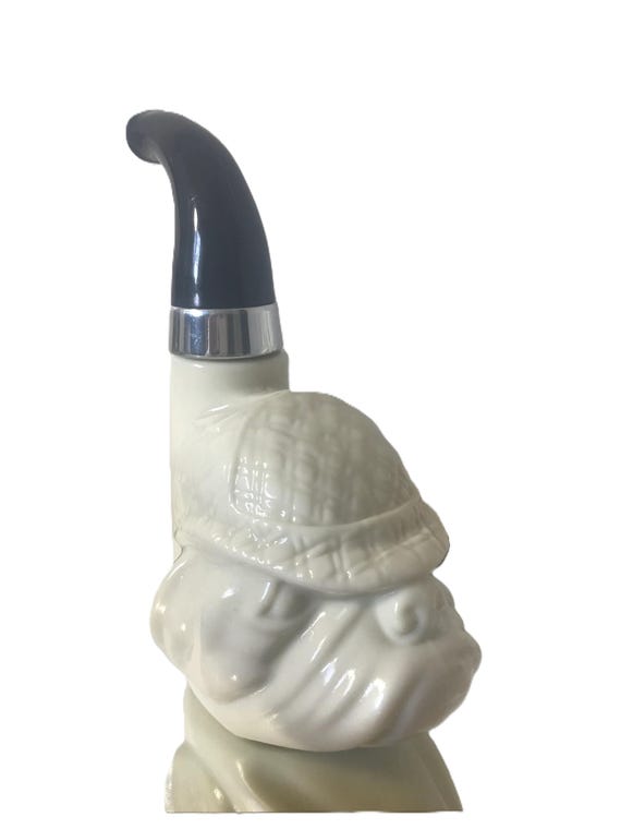 Bouteille Parfum Vintage Avion En Forme De Pipe Avec Chien Basset - Années 70, Porcelaine ? « Dans Son Jus »
