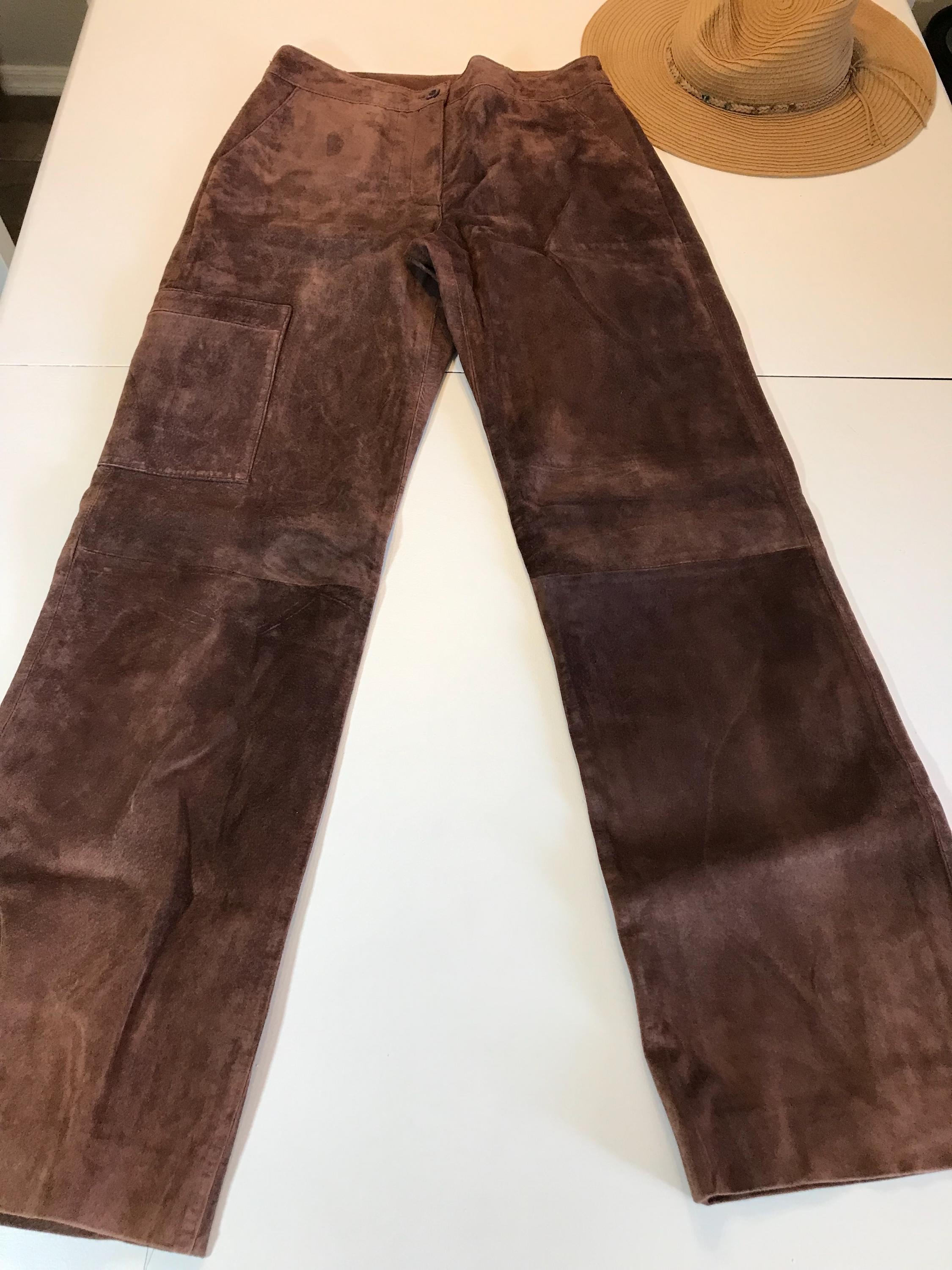 Lilly Pulitzer ブラウン スエードパンツ サイズ2、本革カーゴパンツ