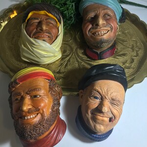 Vintage 1960s 4 Wall Plaster Chalkware Faces, Vintage 60s Bossons and ...
