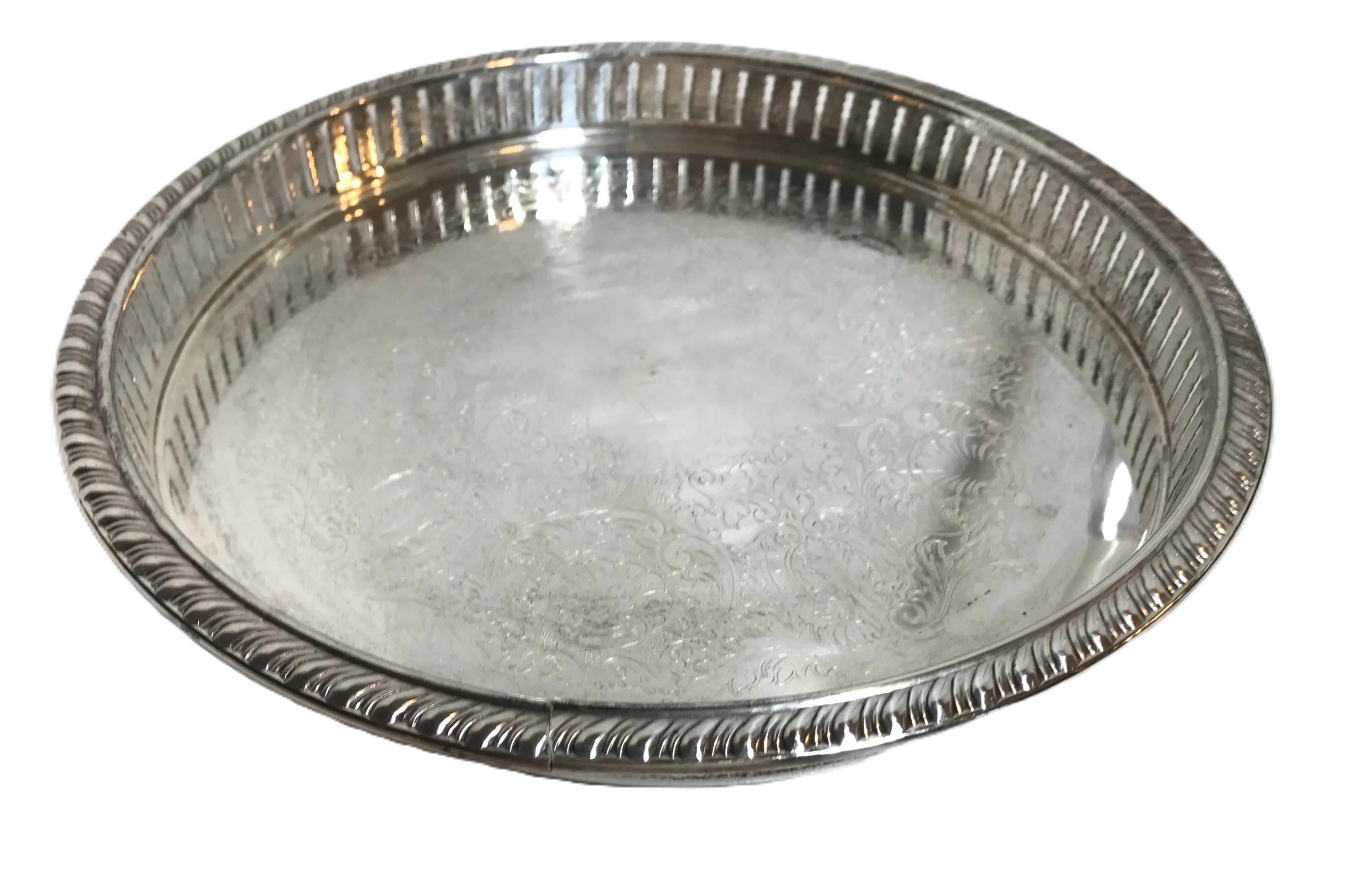 Vintage FB Rogers Silver Plate Round Tray, Rogers Silverplate
