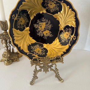 Vintage Echt Weimar Kobalt “Jutta” 9.5″ cobalt blue & gold rimmed bowl/plate, German porcelain
