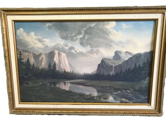 Vintage Landschaftsdruck 48x71 cm, Vintage Landschaftsdruck in gedämpften Tönen, US Fine Art Gallery Kunstdruck in gedämpften Tönen.