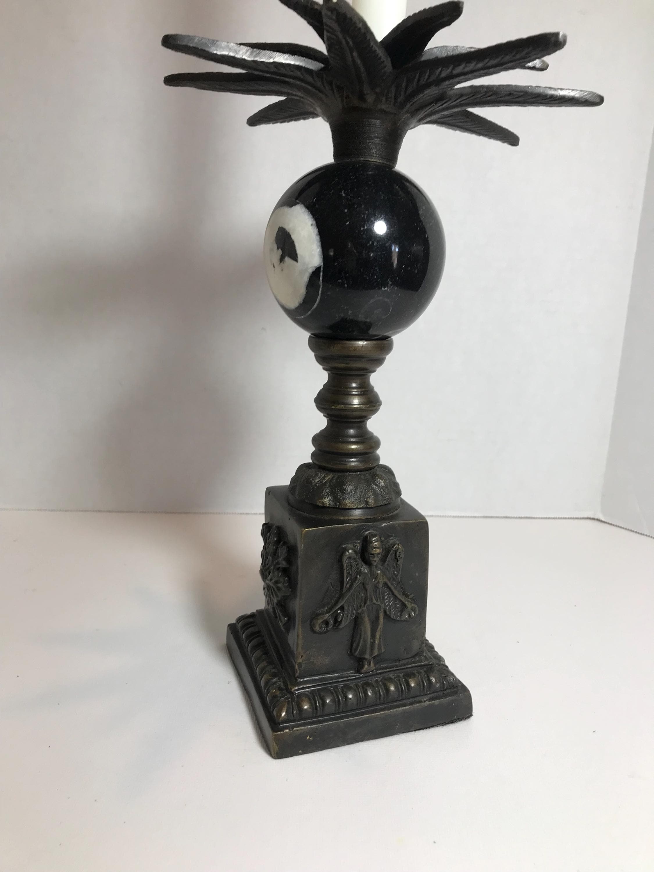 20世紀のヴィンテージブロンズと大理石の壷型パームキャンドルホルダー