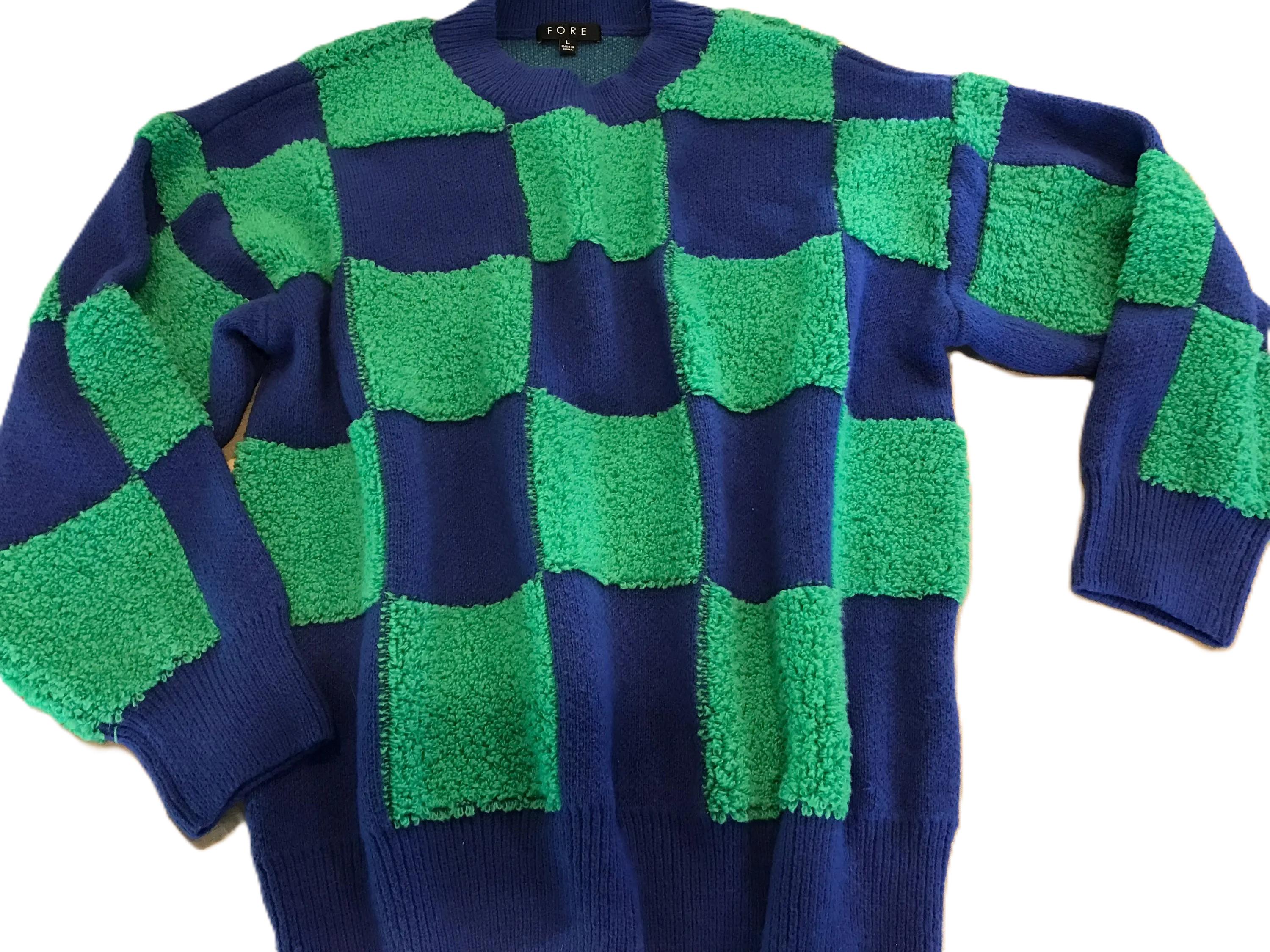 【UN3D.】新品　BICOLOR FLARE KNIT ブルー×グリーン　F プレーティンニット プルオーバー｜BIGI online store - ビギ
