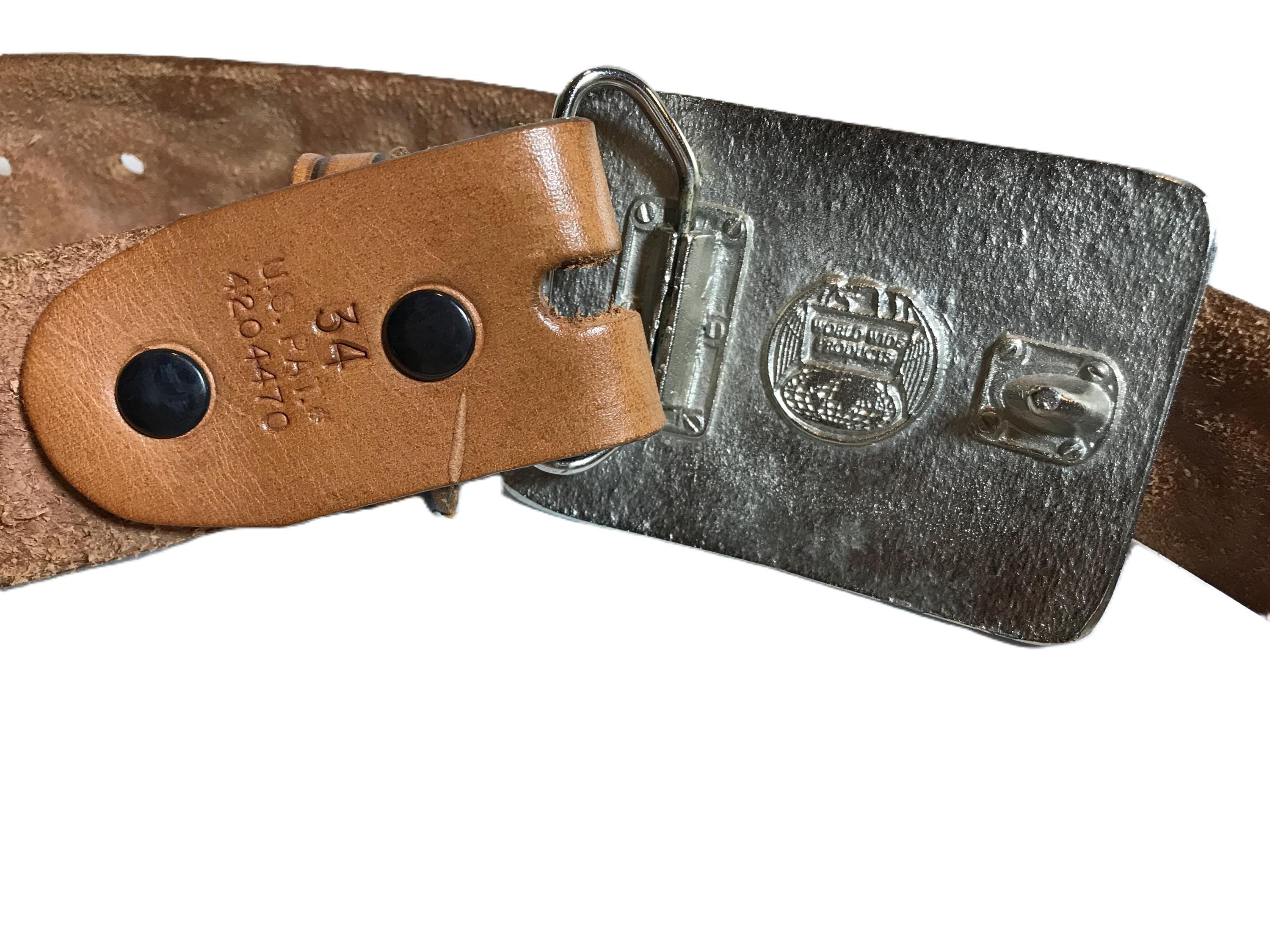 Vintage Camp Geronimo Boy Scout Tooled Leather Belt With Pewter