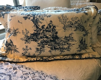 Blau und weiß Thomasville Toile King Kissenbezug, Blau Weiß Toile Thomasville Kissenbezug, blau Toile elegantes Kissen Sham, 24x40.