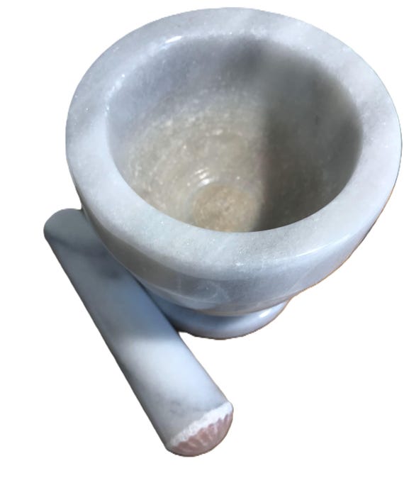 大理石製 乳鉢 乳棒セット 調理器具 灰色の縞模様が入った白大理石の乳鉢と乳棒セット、大理石の乳鉢と乳棒