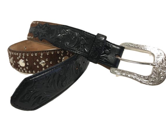 90’S TONY LAMA western BELT Tony Lama Westerly Ride Black Leather Belt
