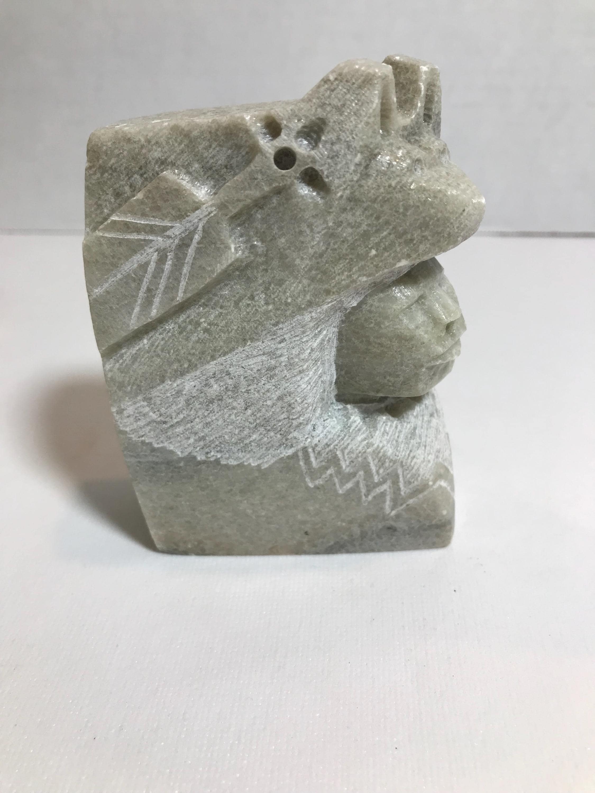 Vintage Native American Style Stone Carving, Hand Carved Soapstone