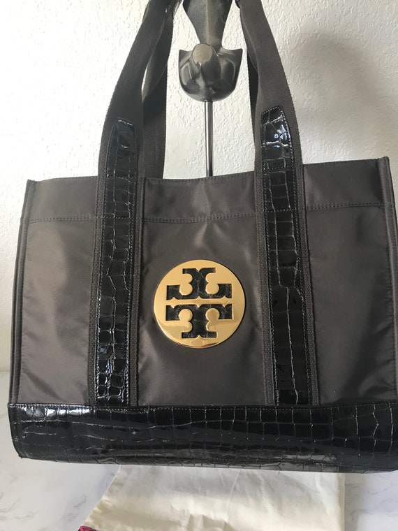 Buy Tory Burch Large Brown Nylon and Faux Croc Travel Bag Tory Online in  India - Etsy