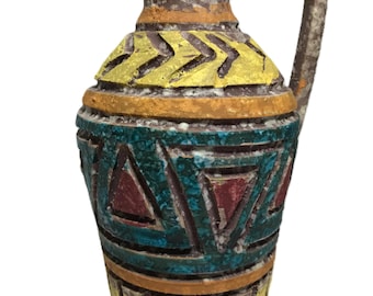 Vintage Bitossi studio pottery vase pitcher, Bitossi abstract lava glaze pottery, Italian Mid Century Bitossi pitcher, Bitossi MCM pottery