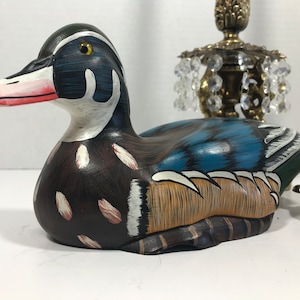 Vintage decor decoy wood duck, Vintage wood hand painted decoy duck for decor, Vintage decoy duck wood hand painted, vintage wooden duck