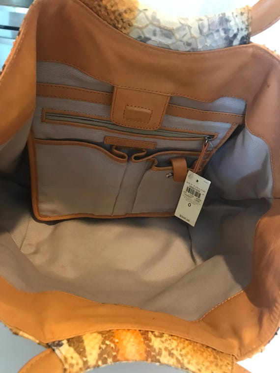 Ann Taylor genuine leather orange python print ha… - image 10