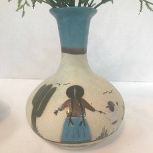 Kleine Keramikvase, Keramik handbemalte signierte Vase, Vintage glasierte Keramikvase, Vintage mexikanische handbemalte Vase, Vintage Tonala Vase