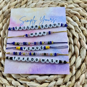Sailor Moon Inspired Bracelet Stack|Magical Girl Aesthetic Jewelry|90s Anime Bracelet Set|Beaded Stackable Bracelets|Handmade Kawaii Gift