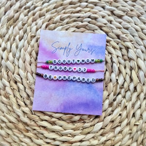 Boy Scout Mom Beaded Bracelet Stack: Adjustable Camp Colors