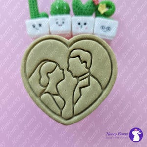 Cortador de biscoitos de casamento, molde de biscoitos, relevo, cortador de biscoitos de coração