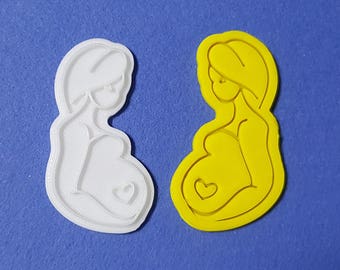 Beautiful Pregnant Woman Cookie Cutter and Stamp