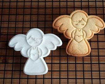 Angel Holding Heart Cookie Cutter and Stamp