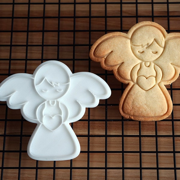 Angel Holding Heart Cookie Cutter and Stamp