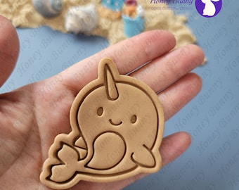 Narwhal  Cookie Cutter + Stamp (2 PCS)
