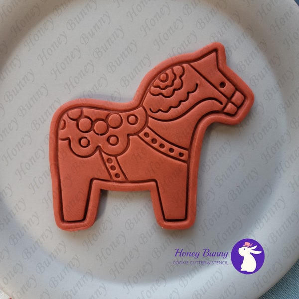 Cortador de galletas Dala Horse1 + sello (2 PCS)