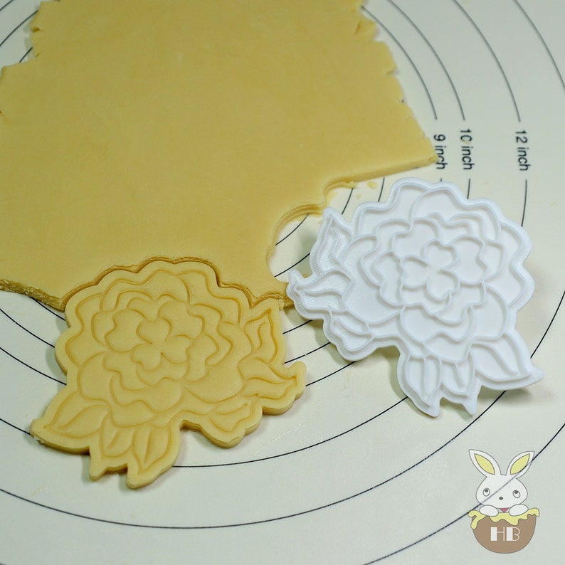 Peony Cookie Cutter and Stamp