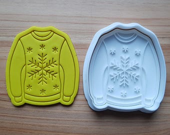 Ugly Sweater(Snowflake) Cookie Cutter and Stamp