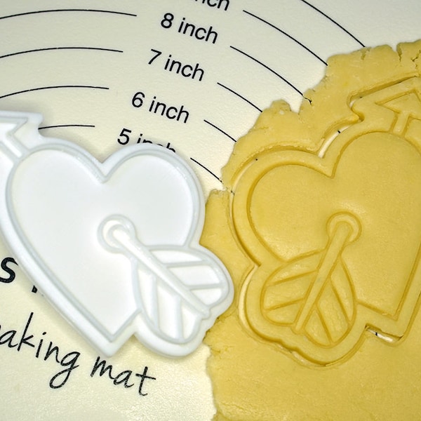 Heart hit by Cupid Cookie Cutter and Stamp