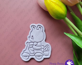 Easter Bunny Carrying Easter Egg  Cookie Cutter and Stamp / Easter Bunny Cookie Cutter / Easter Cookie Cutter / Fondant / Clay Cutter / PYO