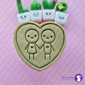 Cortador de biscoitos Stick Man Couple Cookie Mold Embosser Heart Cookie Cutter