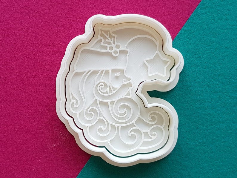 Santa Watching a Star Cookie Cutter and Stamp Etsy