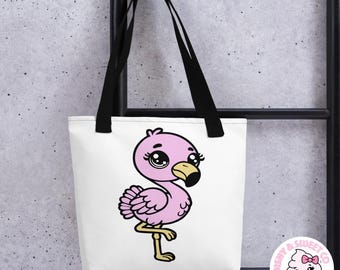 Kawaii Flamingo-tygväska: Rosa tropisk strandväska