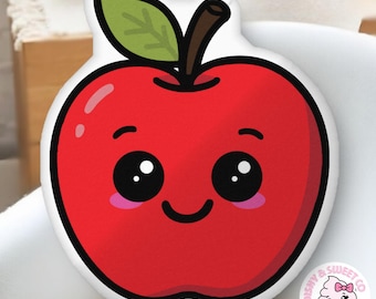 Kawaii Apple Pillow – Plush Teacher Gift, Kids Room Decor
