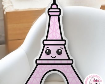 Eiffel Tower Pillow: Paris Travel Decor - Kawaii Plush